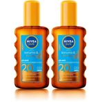 NIVEA SUN SPF20 Güneş Koruyucu ve Bronzlaştırıcı Vücut Sprey 200ml,Suya Dayanıklı, Doğal Bronzluk, UVA UVB (2 paketi)