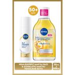 NIVEA SUN SPF50 Güneş Koruyucu Primer Nemlendirici Makyaj Bazı 30ml ve Micellar Makyaj Temizleme Suyu400ml