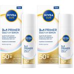 NIVEA SUN SPF50 Nemlendirici Primer Serum 30ml, Makyaj Bazı, Hyaluron, Antioksidan, Yüksek Güneş Koruyucu (2 paketi)