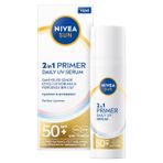 NIVEA SUN SPF50 Nemlendirici Primer Serum 30ml, Makyaj Bazı, Hyaluron, Antioksidan, Yüksek Güneş Koruyucu