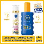 NIVEA SUN SPF50 Nemlendirici ve Güneş Koruyucu Vücut Spreyi 200ml, Thiamidol Etkili Leke Karşıtı Gündüz Yüz Bakım Kremi 40ml, Plaj Çantası Hediye, Hyaluronik Asit, Güneş Bakım