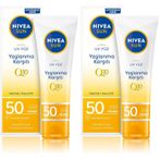 NIVEA SUN Yaşlanma ve Leke Karşıtı Q10 Yüz Güneş Kremi SPF50 50 ml, Nemlendirme, Normal ve Kuru Ciltler (2 paketi)