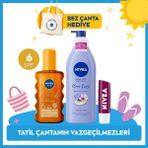 Nivea Tatil Seti, Bronzlaştırıcı Güneş Yağı,nemlendirici Vücut Losyon,böğürtlen Dudak Kremi,çanta Hediye