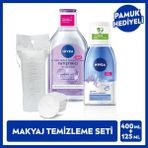 Nivea Yatıştırıcı Micellar Makyaj Temizleme Suyu 400ML ve Göz Makyaj Temizleyici 125ML, Pamuk Hediye