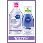 NIVEA Yatıştırıcı Micellar Makyaj Temizleme Suyu 400ml ve Göz Makyaj Temizleyici 125ml, SPF Filtresi