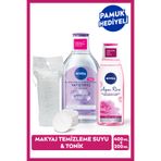 NIVEA Yatıştırıcı Micellar Makyaj Temizleme Suyu Ve Aqua Rose Tonik 200ml, Pamuk Hediyeli Çeyiz Seti
