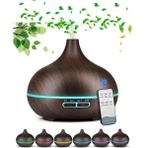 Nivego Nvg 550 ml Otomatik Hava Oda Nemlendirici Buhar Makinesi Aroma Ultrasonik Difüzör 7 Renk Kumandalı - Koyu Kahverengi