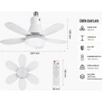 Nivego Pervaneli LED Lamba Fan – Kumandalı Tavan Vantilatörü, Ampul Tipi Soğutucu Işık, 3 Kademeli Fan + LED Aydınlatma - Beyaz