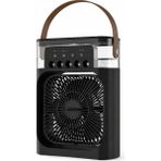 Nivego Sprey Fan Masaüstü Mini Klima 600 ml Su Tanklı 3 Hız Kademeli Buharlı Soğutucu Rgb Işıklı Taşınabilir Vantilatör-Pervane - Siyah