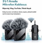 Nivego Yüksek Kalite 3 In 1 Kablosuz Taşınabilir Youtuber Yaka Mikrofonu Tüylü Lightning / Type-C Stüdyo Canlı Yayın Vlog