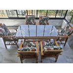 Nivemes Home Nivemeshome 6 Kişilik Minderli Bambu Oturma Seti (6 Sandalye+Sehpa) - Krem