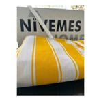 Nivemeshome Branda Balkon Perdesi Kornişli Ve Bağcıklı Fon Perde,Sarı-Beyaz 130 X 190