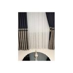 Nivemeshome Filamin Koyu Lacivert-Bej 1/3 Sık Pile Fon Perde Apm (Yeni Kumaş Versiyon) Koyu Lacivert 90 X 270