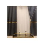 Nivemeshome Jewels Lacivert-Gold 1/3 Sık Pile Fon Perde Apm, 100 x 270