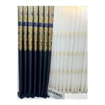 Nivemeshome Nivemeshome Milas Lacivert-Gold 671539 1/3 Sık Pileli Fon Perde Apm (İthal Kumaş Versiyon) Lacivert Gold 80 X 270