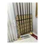 Nivemeshome Nivemeshome Side Gri-Gold Ft632057 V-2503 1/3 Sık Pileli Fon Perde Apm (Yeni Kumaş Versiyon) Gri-Gold 100 X 260
