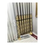 Nivemeshome Nivemeshome Side Gri-Gold Ft632057 V-2503 1/3 Sık Pileli Fon Perde Apm (Yeni Kumaş Versiyon) Gri-Gold 90 X 260