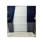 Nivemeshome Retro Lacivert- Gri 1/3 Sık Pile Fon Perde Apm (İthal Kumaş Versiyon) Lacivert-Gri 80 X 270