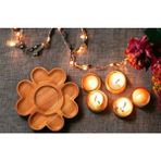 Niya Wood Ahşap Çerezlik Çok Amaçlı 5 Bölmeli 24 cm Çapında Bambu Çerezlik