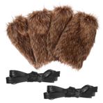 NIYANGLE 2 Çift Bacak Isıtıcıları: Viking Sahte Kürk Ayarlanabilir Tüylü Bacak Sargıları Cadılar Bayramı Cosplay Ortaçağ Kostüm Aksesuarları Kadınlar Ve Erkekler İçin