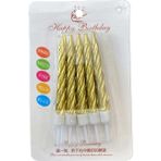 Niyet Mum - Pasta Mumu - Doğum Günü - Gold - 10 Adet - 6cm - Altın - 1 Adet