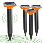 Nizirioo Solar ultrasonik köstebek kovucu, 4 adet, 650 m² kapak, su geçirmez ve evcil hayvanlar için güvenli, güneş enerjisiyle çalışan köstebek kovucu, bahçe/çim için (turuncu)