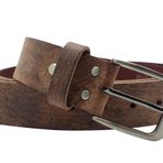 NK Belt GmbH El yapımı erkek deri kemer, manda derisinden kahverengi, Almanya'da üretilmiştir, takım elbise kot kemer 38 mm #HB-02, Kahverengi, 85cm Gesamtlänge 100cm