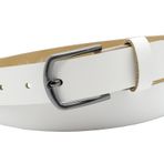 NK Belt GmbH kadın deri kemer, takım elbise kot kemer, Almanya'da üretilmiştir 3 cm #M -01A (beyaz, 110 cm toplam uzunluk 125 cm)