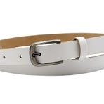 NK Belt GmbH Sığır derisinden kadın deri kemer, Alman malı, takım elbise kot kemer 2 cm dar #SR-07A, Beyaz, 80cm Gesamtlänge 95cm