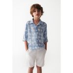 Nk Kids Erkek Çocuk 4-8 Yaş Beli Lastikli Pamuk Keten Şort 66507 Beyaz