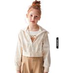 Nk Kids Fermuarlı Dijital Baskıli Beli ve Kolu Lastkli Kız Çocuk Ceket 8-14 Yaş 36431 - Krem - 14 - 15 Yaş