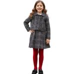 Nk Kids Kız Çocuk Şık Ikili Takım – Ceket & Ayarlanabilir Etek Kombini - Siyah - Beyaz - 14 Yaş