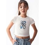 NK Kız Çocuk Önü Desenli Dive Into Yazılı T-Shirt - 8 Yaş - Beyaz