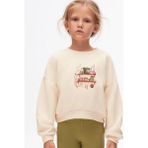 NK Kız Çocuk Pamuklu Iki Iplik Önü Baskılı Sweatshirt - Krem - 4 Yaş
