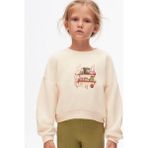 NK Kız Çocuk Pamuklu Iki Iplik Önü Baskılı Sweatshirt - Krem - 7 Yaş