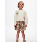 NK Kız Çocuk Pamuklu Orta Kalınlık Batik Desenli Sweatshirt - Krem - 4 Yaş
