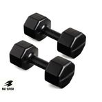NK SPOR 5kg Dambıl (Dumbbell) Ağırlık Antrenman - Güç Ağırlığı- Egzersiz - Ağırlık Seti-Fitness-Gym-Evde Spor (Siyah)