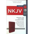 NKJV, Personal Size Bible, Giant Print, Leathersoft, Burgundy, Red Letter, Comfort Print
