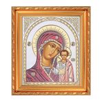 NKlaus - Tanrı Annesi Kazan - Camlı Çerçevede Simge 21x18cm Hristiyan - Bereket 13941