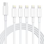 NKNZLY USB C - Yıldırım Kablosu [Apple MFi Sertifikalı] 5 Paket 6FT iPhone Şarj Hızlı Şarj Uzun Tip C Yıldırım Kablosu iPhone 14/13/12/12 Pro Max/11/Xs Max/XR/X, AirPods Pro, Güç Dağıtımını Destekler