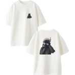 Nmg Tekstil Beyaz Oversize Pamuk Ağaç Pilot Ön Arka Baskılı Örme T-Shirt