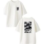 Nmg Tekstil Beyaz Oversize Pamuk Batman Karikatür Ön Arka Baskılı Örme T-Shirt