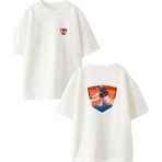 Nmg Tekstil Beyaz Oversize Pamuk Dağ Bisiklet Ön Arka Baskılı Örme T-Shirt - XL