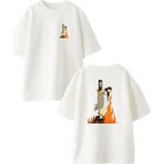 Nmg Tekstil Beyaz Oversize Pamuk Dar Ağacında Yanmak Ön Arka Baskılı Örme T-Shirt