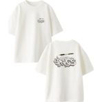 Nmg Tekstil Beyaz Oversize Pamuk Drugs Kalem Ön Arka Baskılı Örme T-Shirt - XS