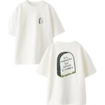 Nmg Tekstil Beyaz Oversize Pamuk In Memory Mezar Taşı Ön Arka Baskılı Örme T-Shirt - XL