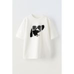 Nmg Tekstil Beyaz Oversize Pamuk Kara Kartal Av Baskılı Örme T-Shirt - XL