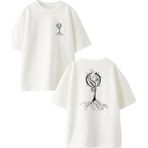 Nmg Tekstil Beyaz Oversize Pamuk Opeth Siyah Ağaç Ön Arka Baskılı Örme T-Shirt - XS