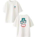Nmg Tekstil Beyaz Oversize Pamuk Pörtlek Göz Diş Ön Arka Baskılı Örme T-Shirt