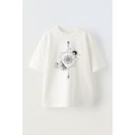 Nmg Tekstil Beyaz Oversize Pamuk Pusula Ay Dağ Baskılı Örme T-Shirt - XL